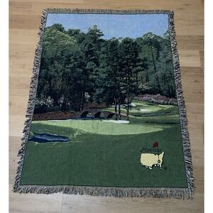 VTG  Masters Golf Course Tapestry Blanket 68x48 Amen Corner Golden Bell Rare